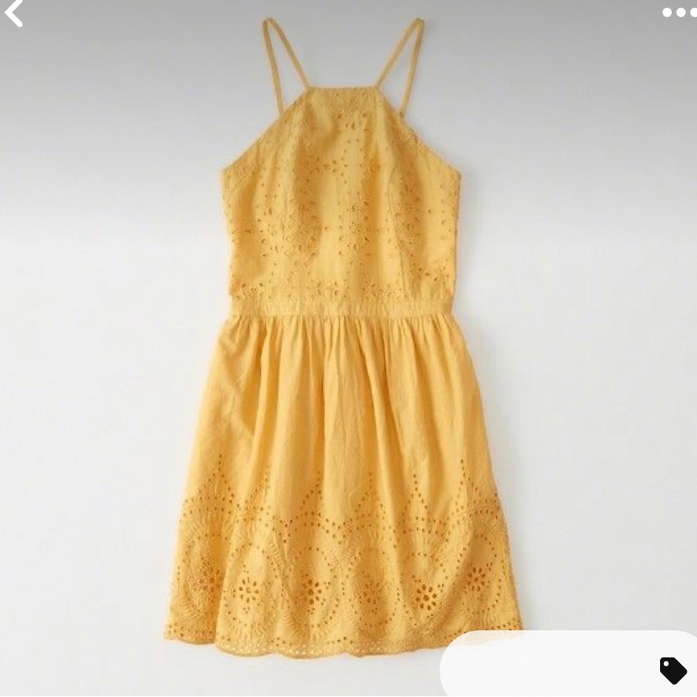 Abercrombie yellow women’s Eyelet Skater Dress